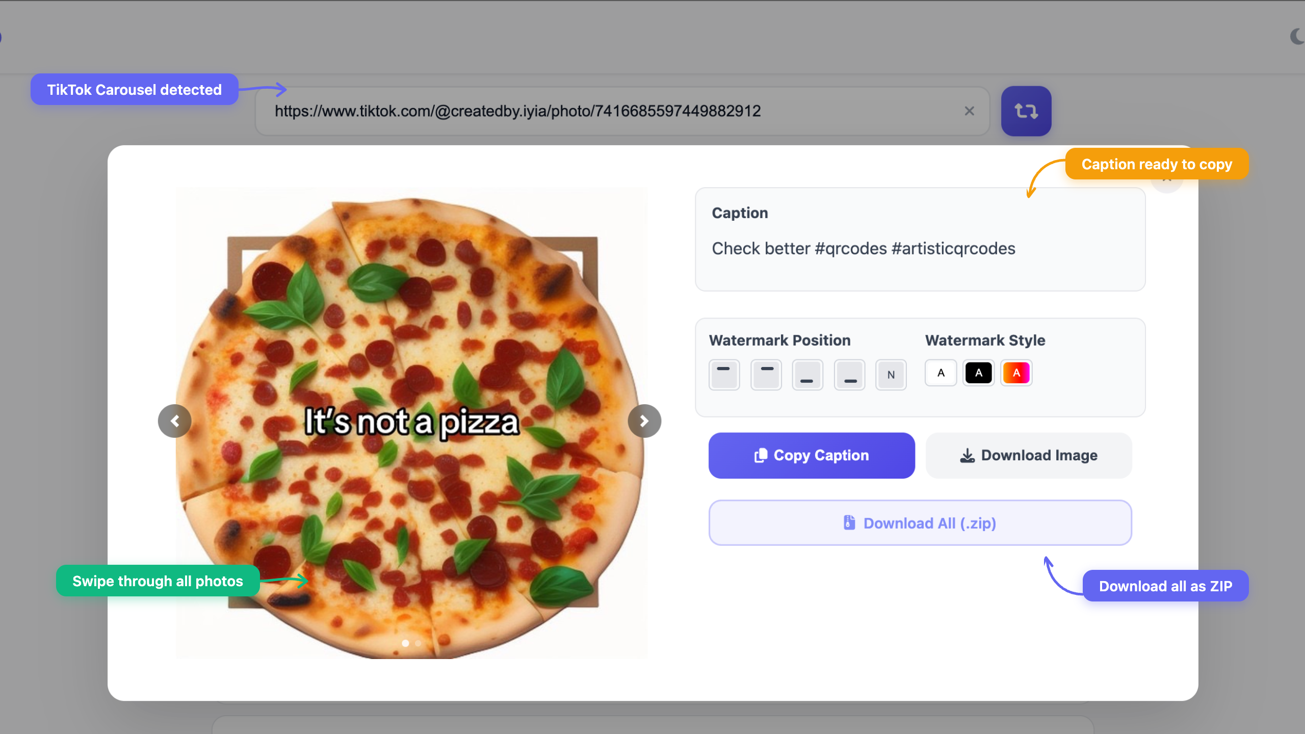 Download TikTok Carousel without watermark using Repost PRO